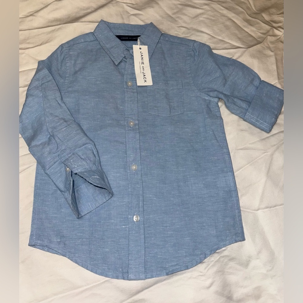 Janie and Jack Light Blue Casual Button Down Shirt